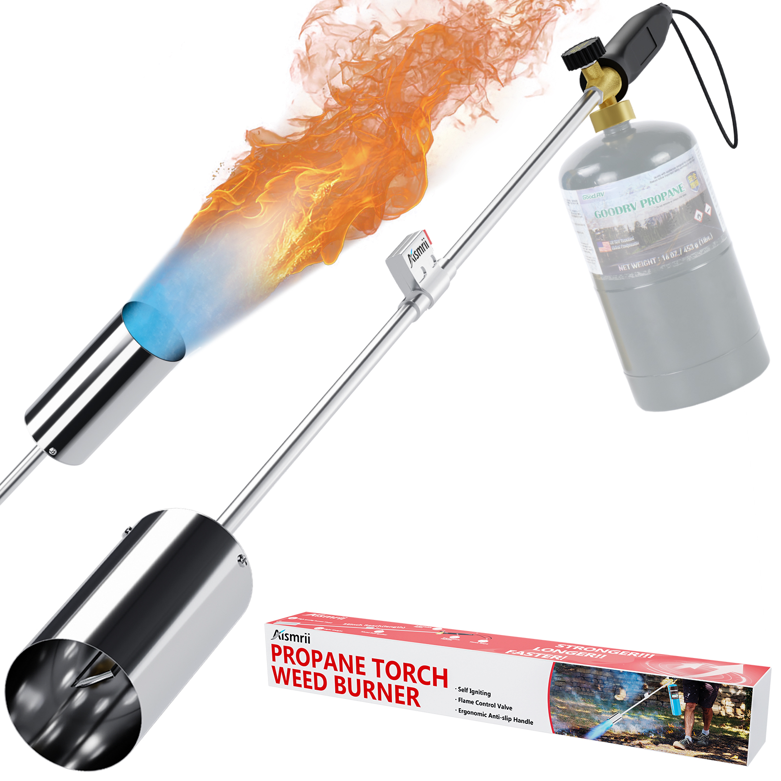 Weed Torch Propane Burner with High Output 1,200,000 BTU, Propane Torch Weed Burner with Igniter, Removable 36'' Long Arm Propane Weed Torch, for Outdoor Weeding