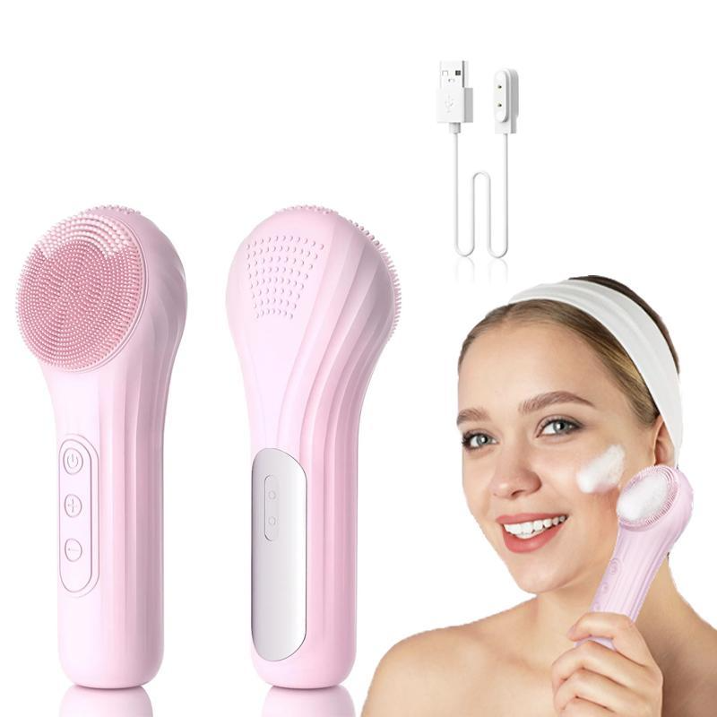USB-Rechargeable Silicone FacialCleansingBrush,ThermostaticVibrating Face Massager forDeep Pore Cleansing, Ultra-Soft HygienicMultifunctional Skin Care Tool