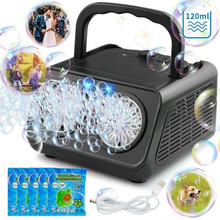 Automatic Bubble Machine Upgrade Bubble Blower with 2 Fans, 20000+ Bubbles Per Minute Bubbles Portable Bubble Maker Operated by USB or Batteries