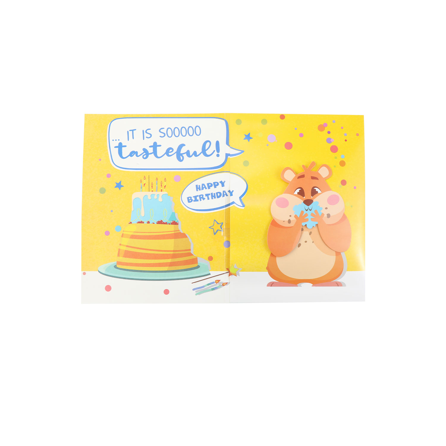 Animated Birthday Card with Wobbling Hamster, Pop Up Cake Heist Surprise, Plays 'Happy Birthday' , Funny Interactive Greeting Card for Kids, Adults, Friends, Women
