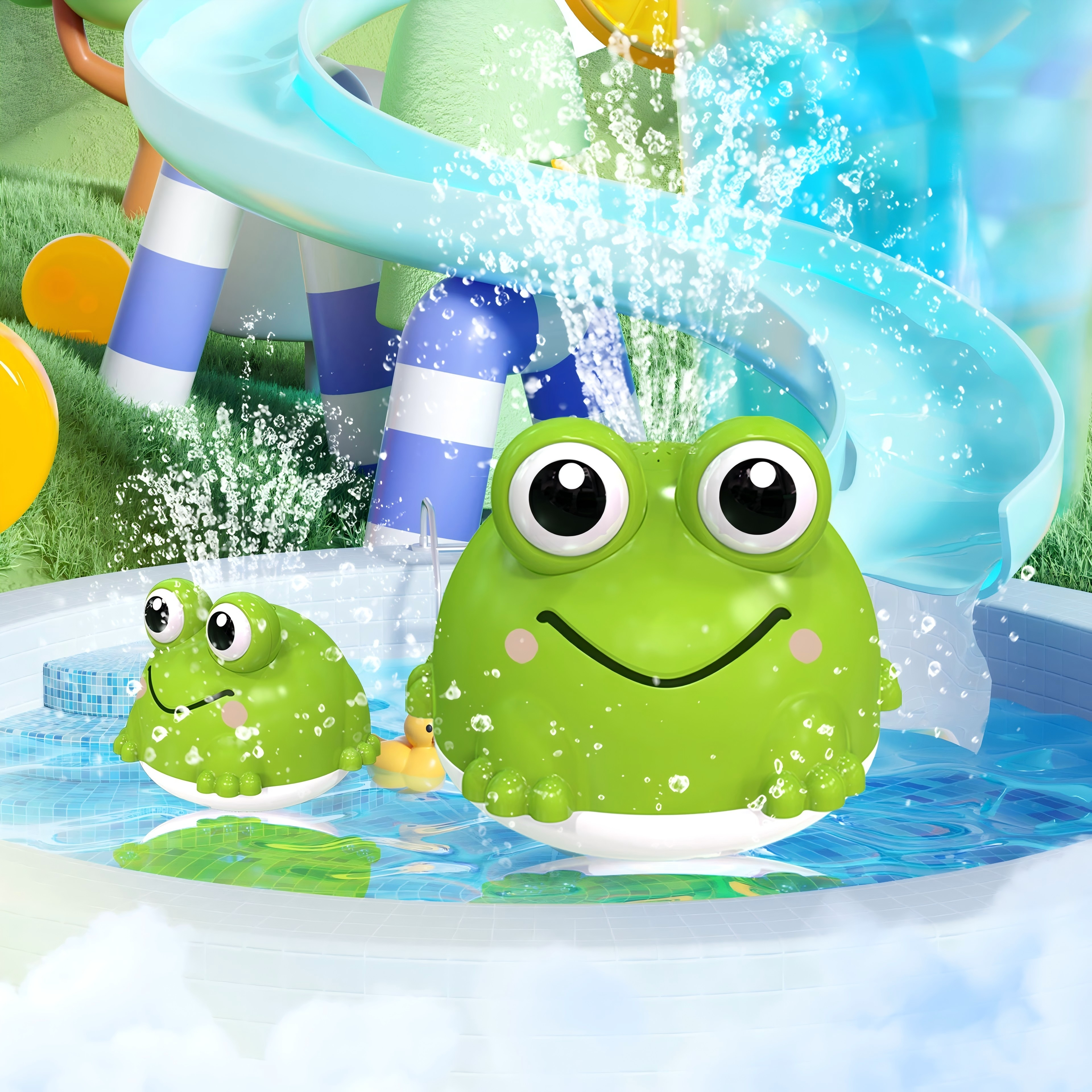 Children's water toys, cute fun spray toys, cute frog shape bath bath Summer water toys, parent-child interaction gift, Summer water play essential, SAFE and drop-resistant