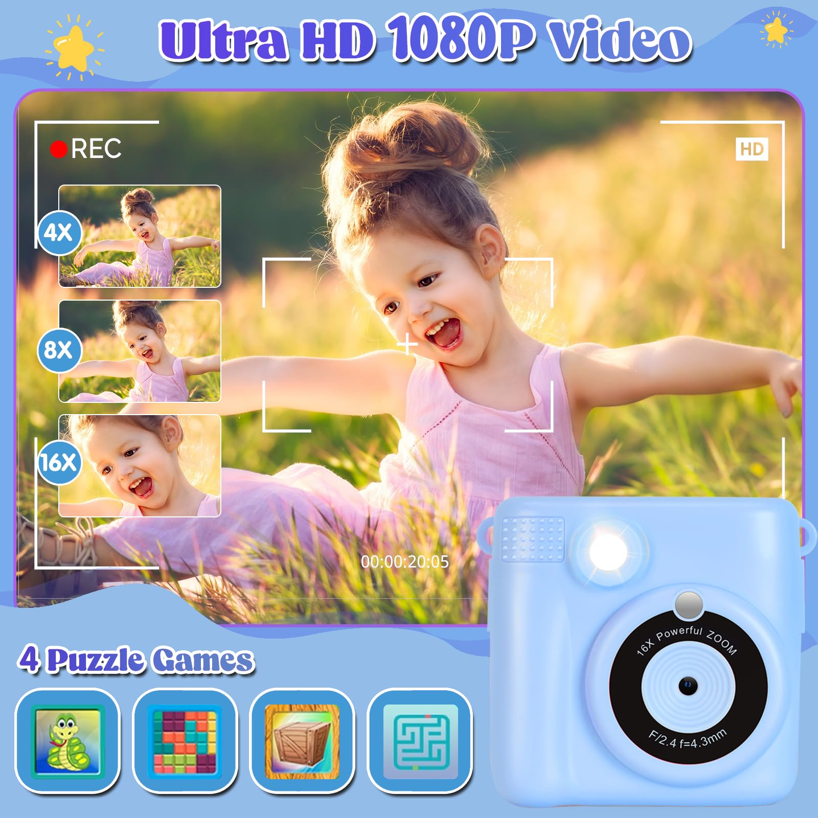 Children's Polaroid camera, will spit photos of children's camera, parent-child interaction gods, mini portable, birthday holiday gift first choice