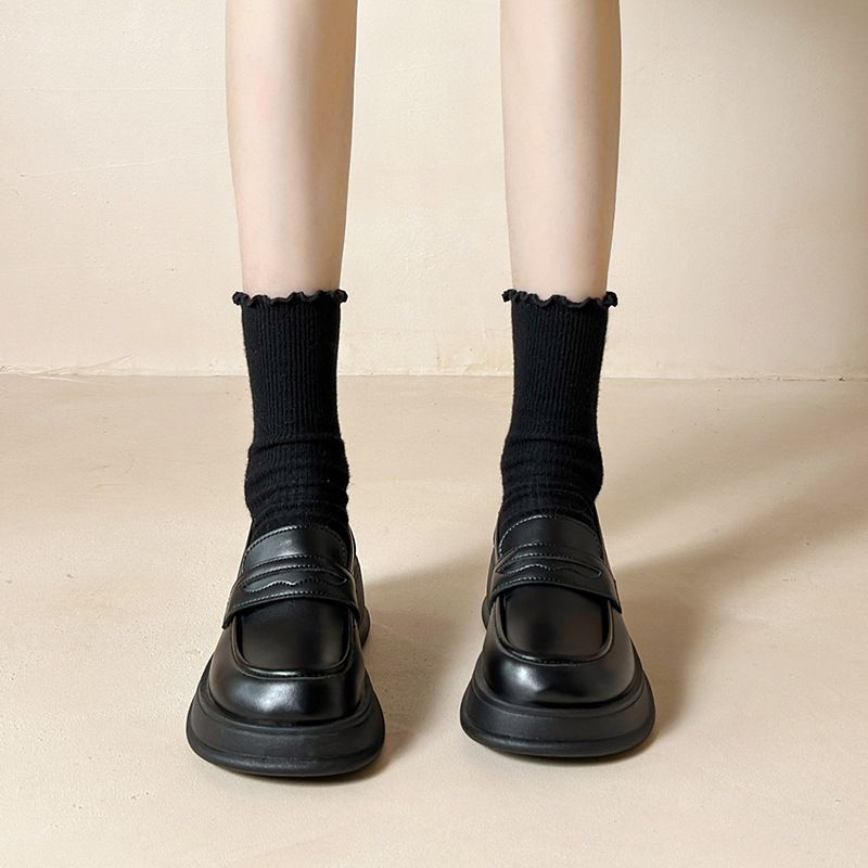 أحذية كلاسيكية بريطانية ذات نعل سميك للجامعة للنسا...