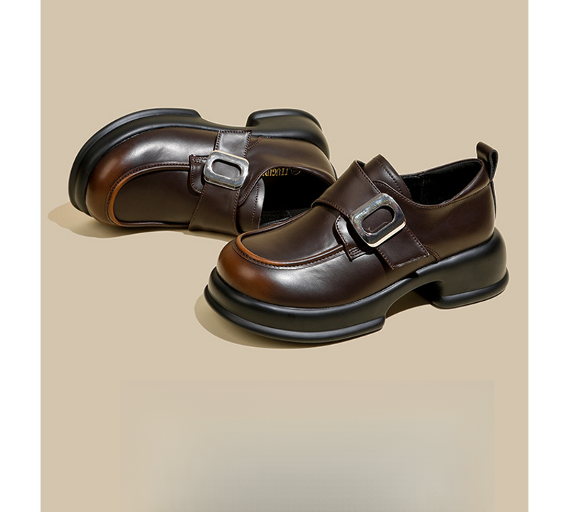 أحذية جلدية صغيرة ذات طوق سميك، أحذية واحدة، أحذية...