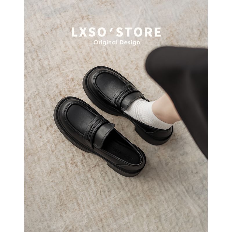 أحذية كعب حقيقية لنوع loafers للنساء بنمط بريطاني...