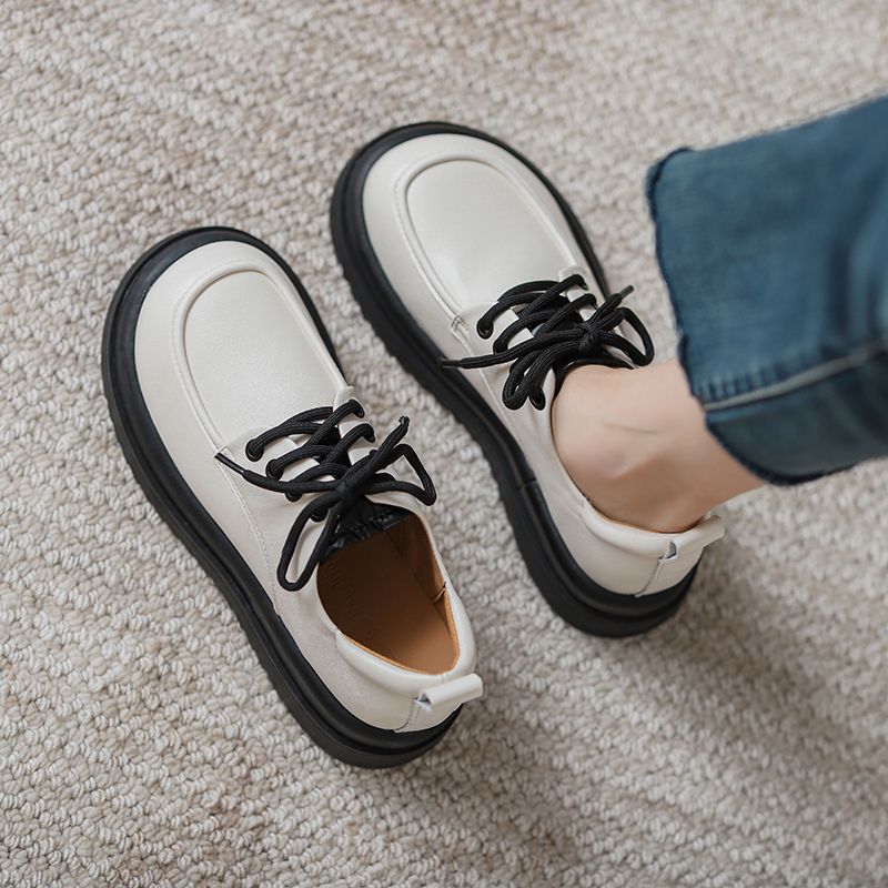 أحذية جلدية أصلية للنساء بنمط بريطاني لخريف 2024 و...