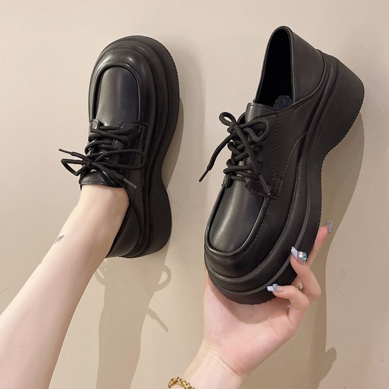 أحذية جلدية صغيرة، نمط بريطاني للنساء، صندل مربوط...