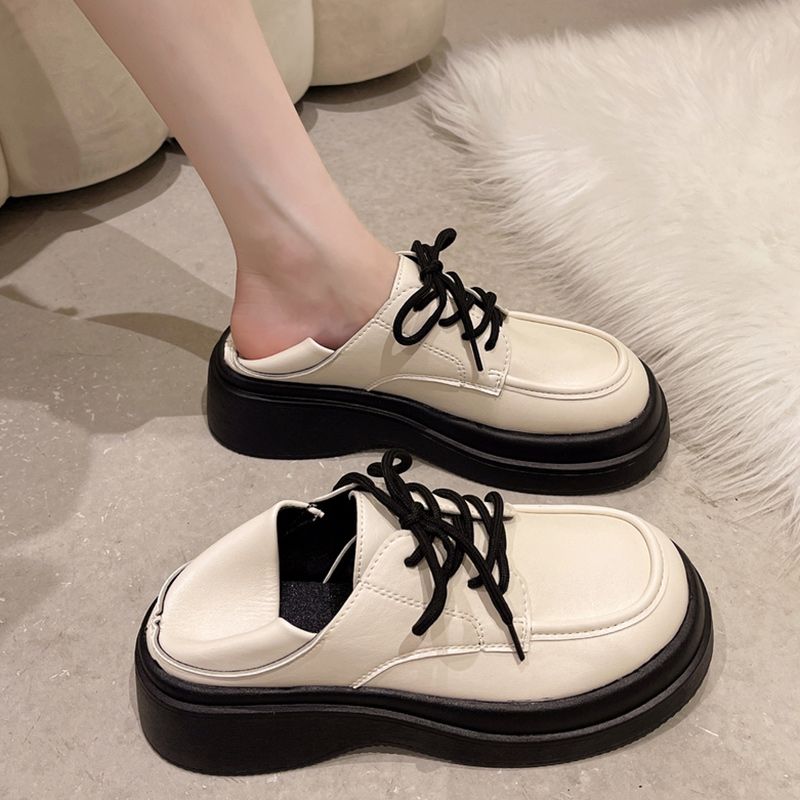 أحذية جلدية صغيرة، نمط بريطاني للنساء، صندل مربوط...