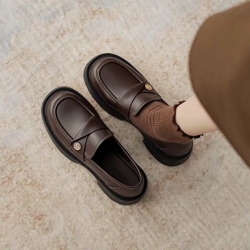 عملات ذهبية بسول سميك بنمط بريطاني لخريف حذاء لوفر...