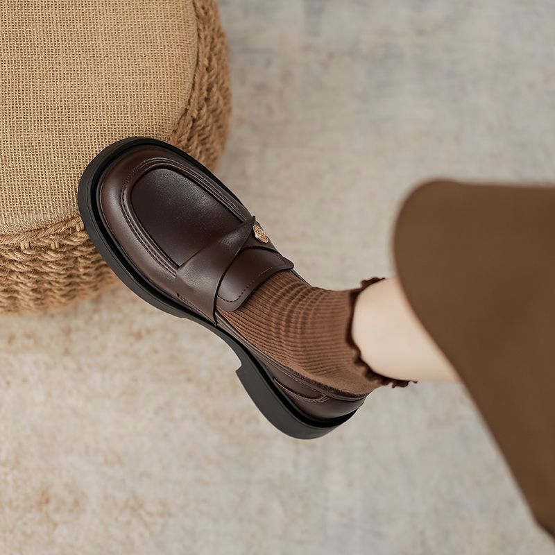 عملات ذهبية بسول سميك بنمط بريطاني لخريف حذاء لوفر...