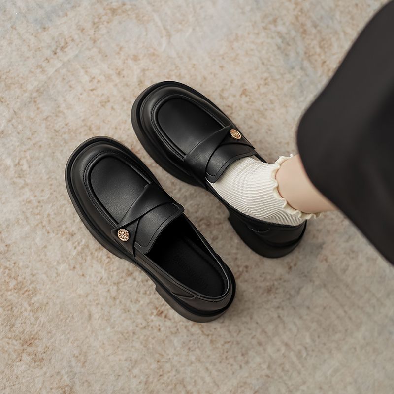 عملات ذهبية بسول سميك بنمط بريطاني لخريف حذاء لوفر...