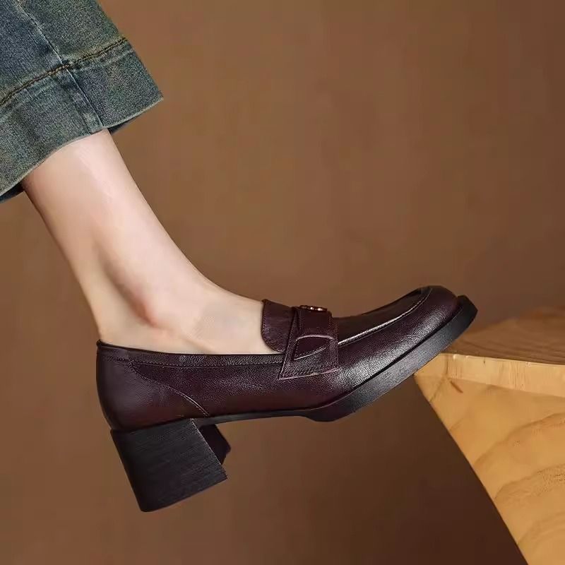 العالية الكعب loafers الربيع والصيف جديد انزلاق عل...