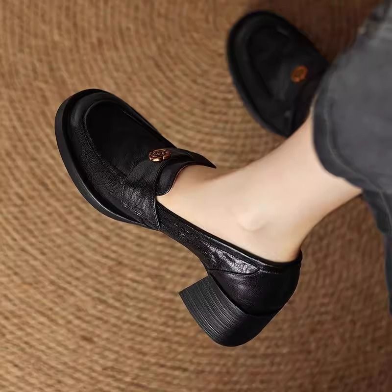 العالية الكعب loafers الربيع والصيف جديد انزلاق عل...