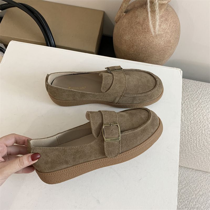 حذاء جلدي بريطاني جديد لموسم خريف/شتاء 2024، برأس...