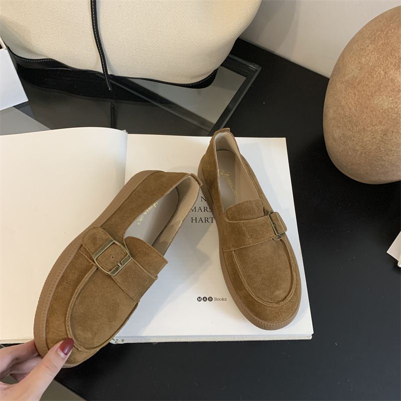 حذاء جلدي بريطاني جديد لموسم خريف/شتاء 2024، برأس...