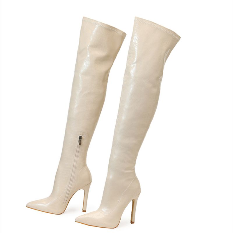 أحذية شتوية جديدة للنساء ذات كعب عالٍ ومدبوب مع طر...