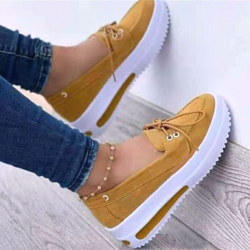 Women's Bullock plus-size comfortable casual women's round head lace-up single shoes