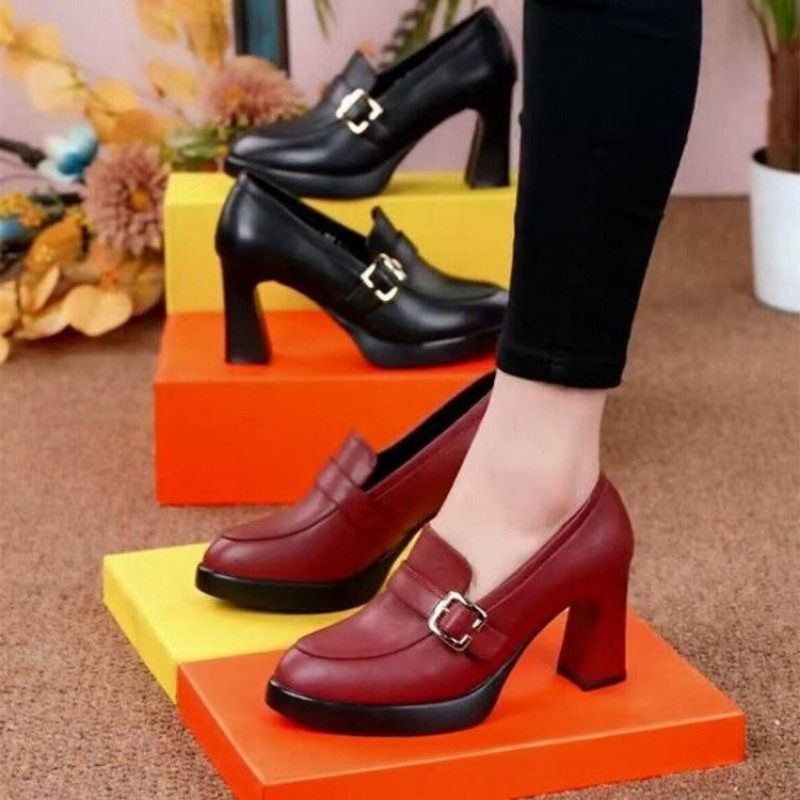 حذاء نسائي جديد لخريف 2021 جلد PU أنيق بكعب عالٍ م...