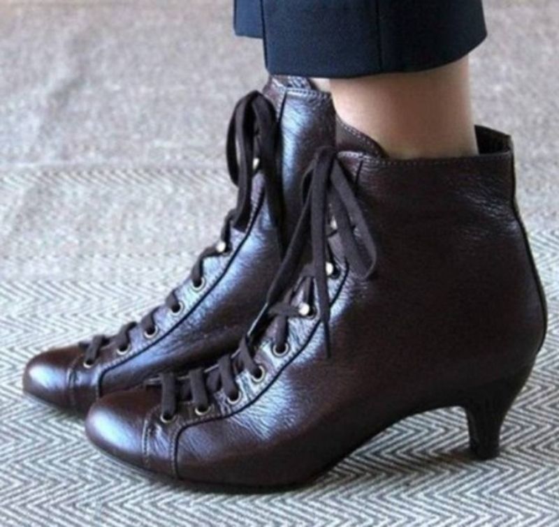 سيدات الكعب العريض الحذاء مع غلق الزип حذاء كاحل ل...