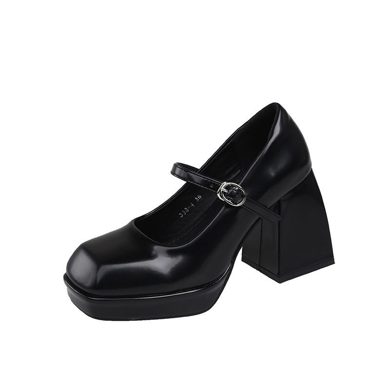 حذاء نسائي ذو رأس مربع جديد بتصميم كلاسيكي، بكعب س...