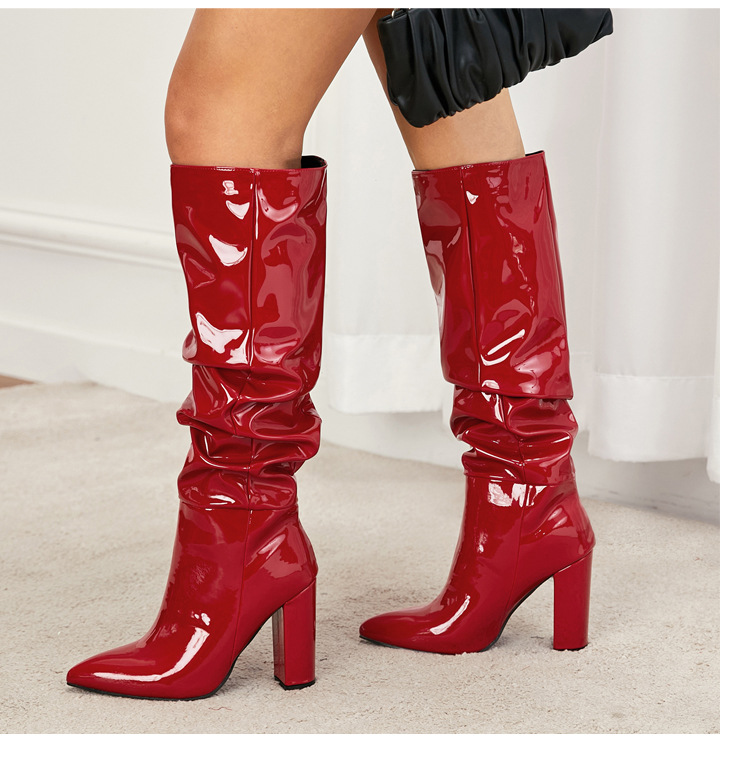 أحذية شتوية جديدة للمراة بتصميم رأس حاد وعالية الك...