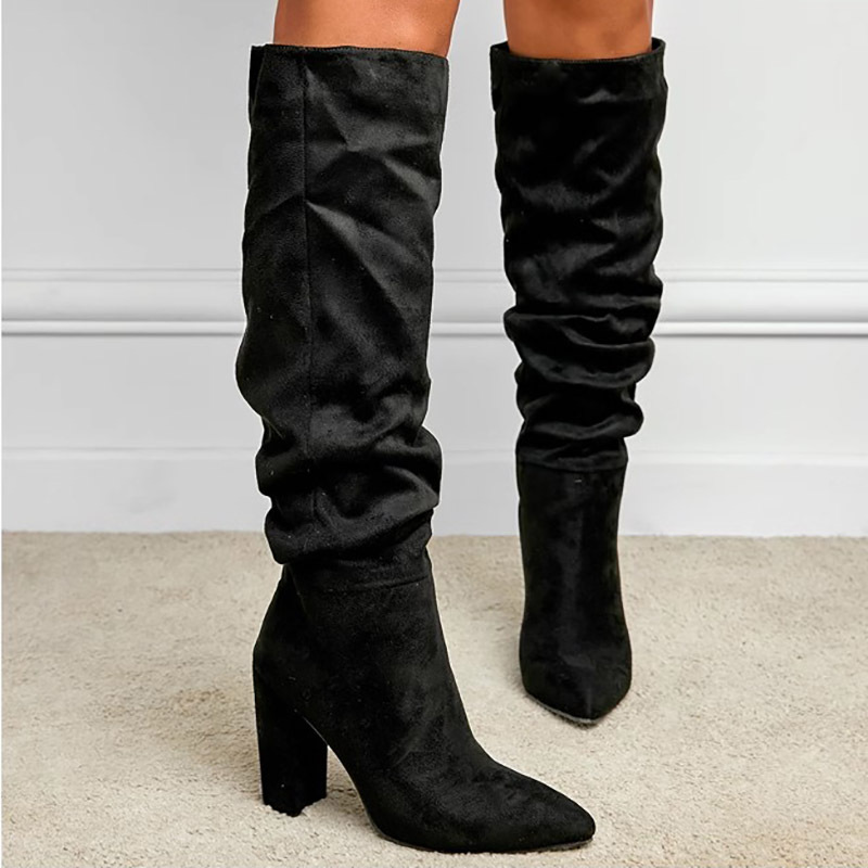 أحذية شتوية جديدة للمراة بتصميم رأس حاد وعالية الك...