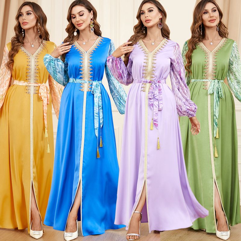 ملابس نسائية خياطة جديدة كم منفوخ طويل الأكمام فست...