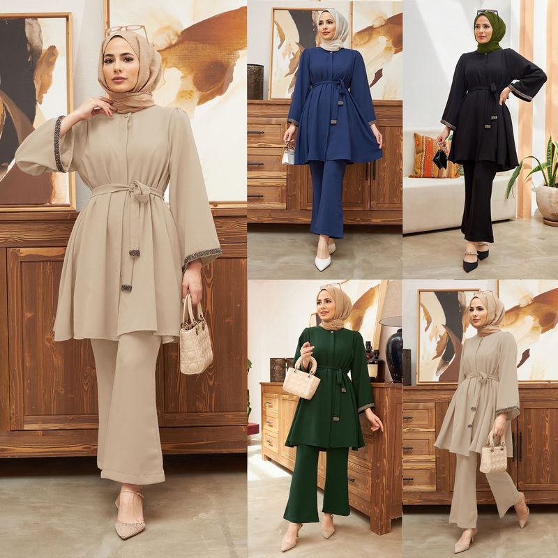 ملابس نسائية موضة نسائية إسلامية ساخنة مرصعة بألما...