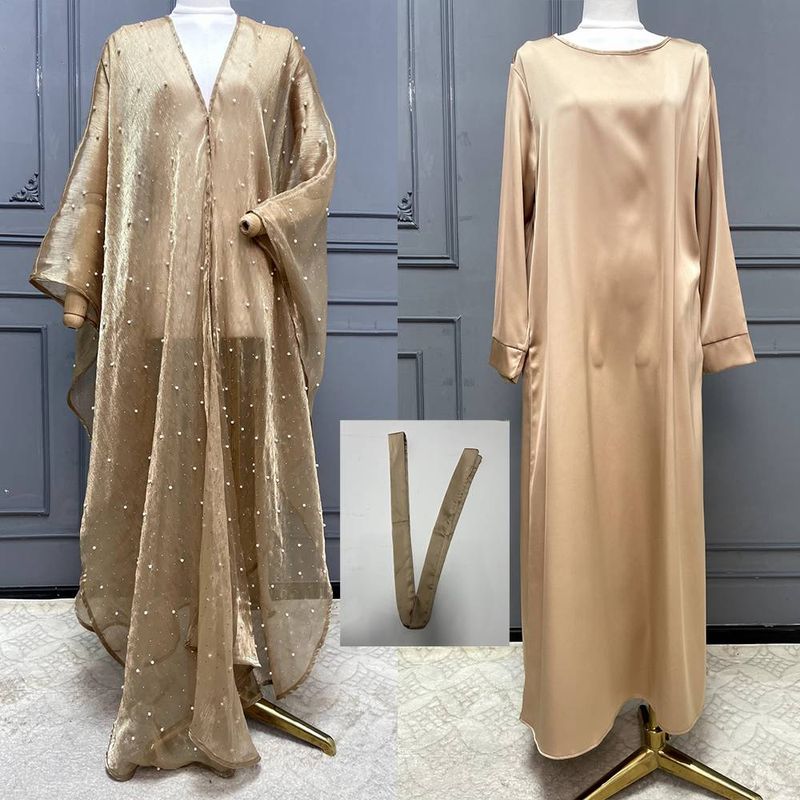 ملابس نسائية ملابس إسلامية عباية بسيطة مع لؤلؤ وسم...