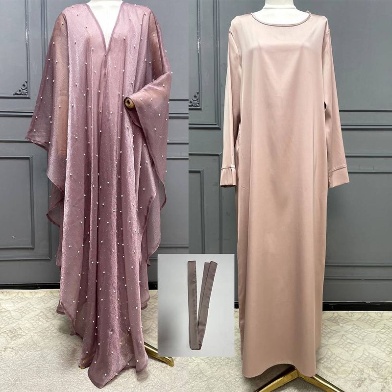 ملابس نسائية ملابس إسلامية عباية بسيطة مع لؤلؤ وسم...