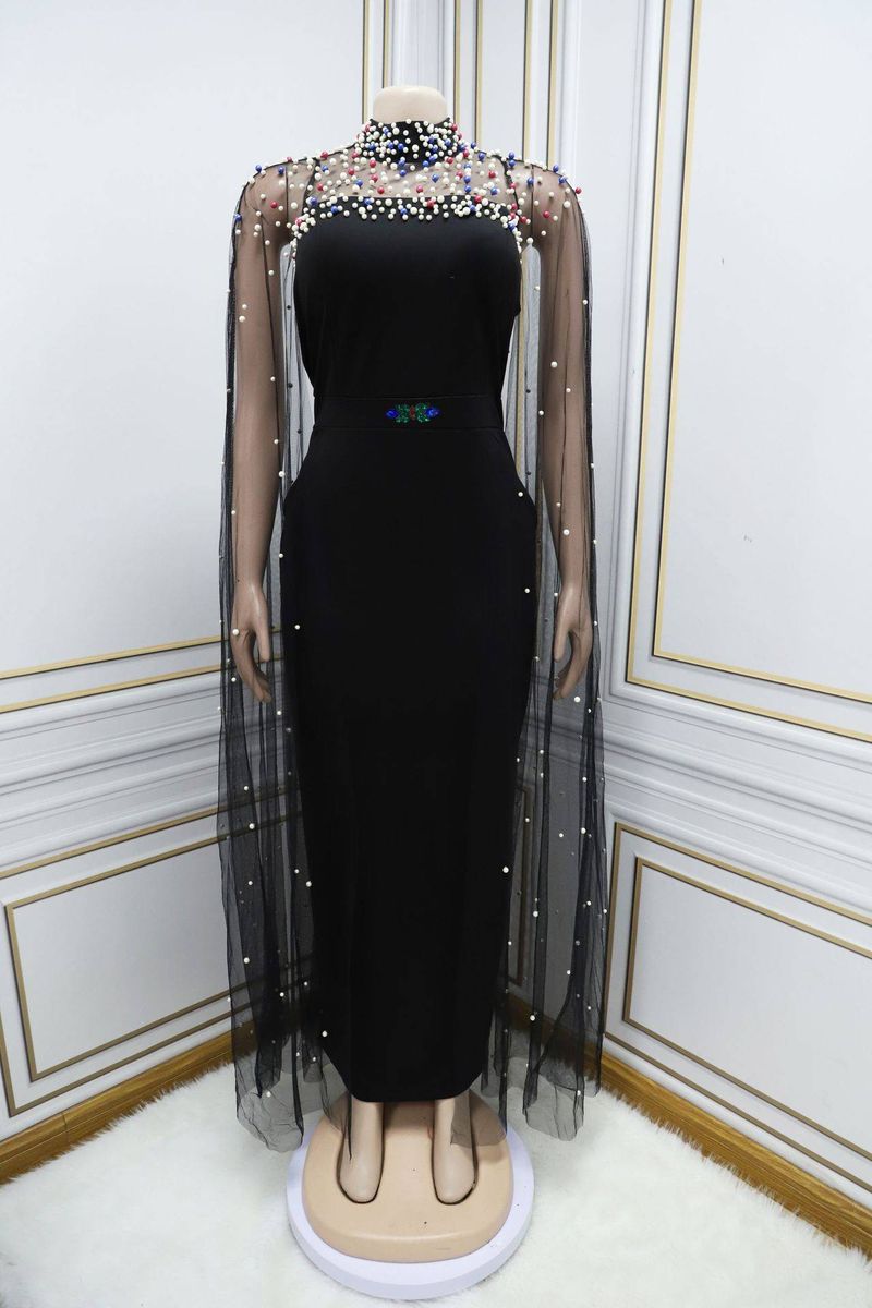 مسلم عباءة ملابس عربية فستان شبكية مطرزة مع قطعة ط...