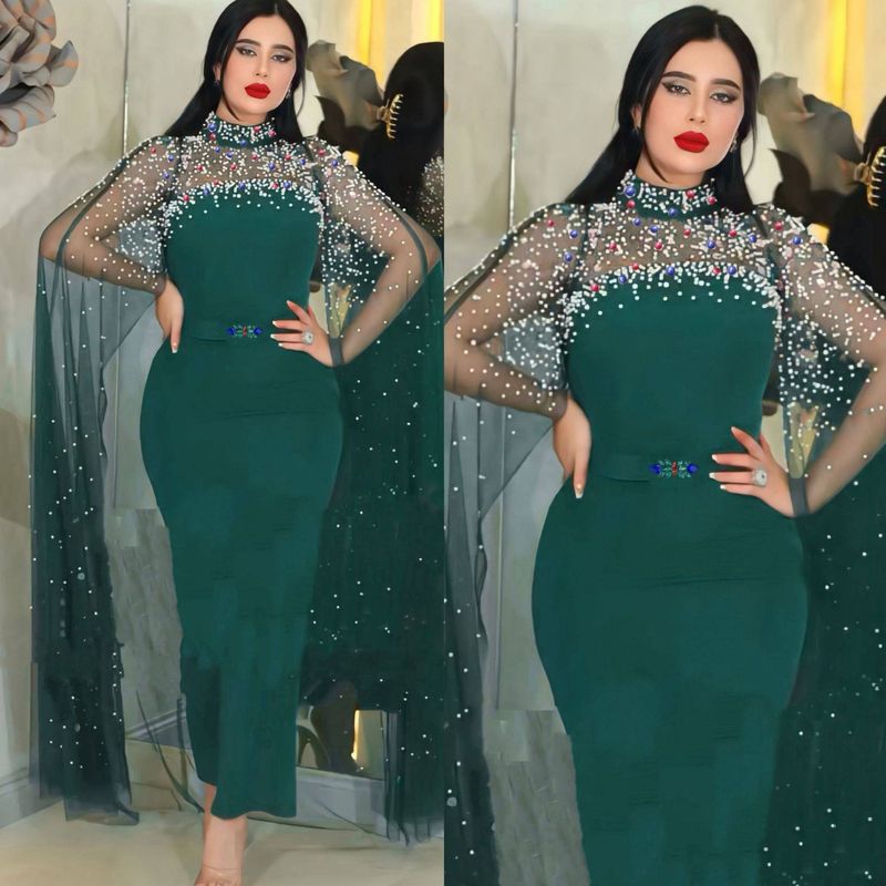 مسلم عباءة ملابس عربية فستان شبكية مطرزة مع قطعة ط...