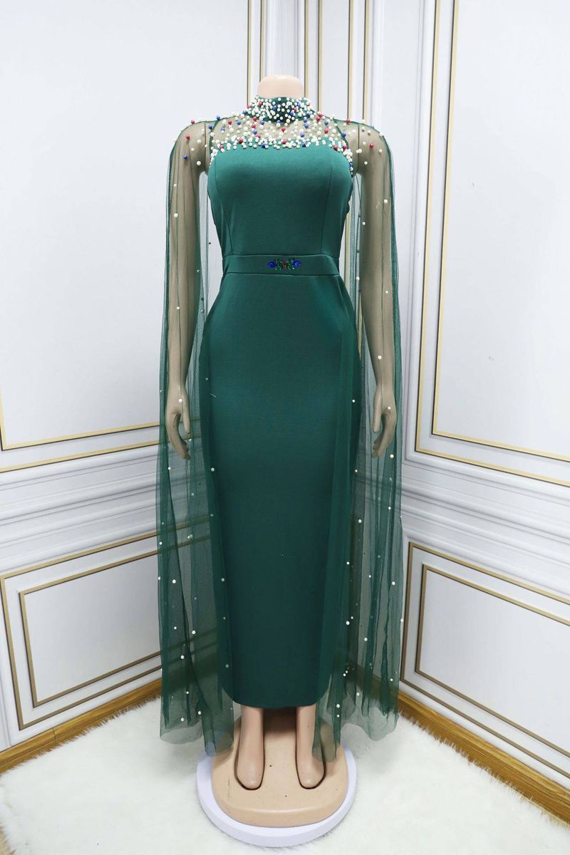 مسلم عباءة ملابس عربية فستان شبكية مطرزة مع قطعة ط...