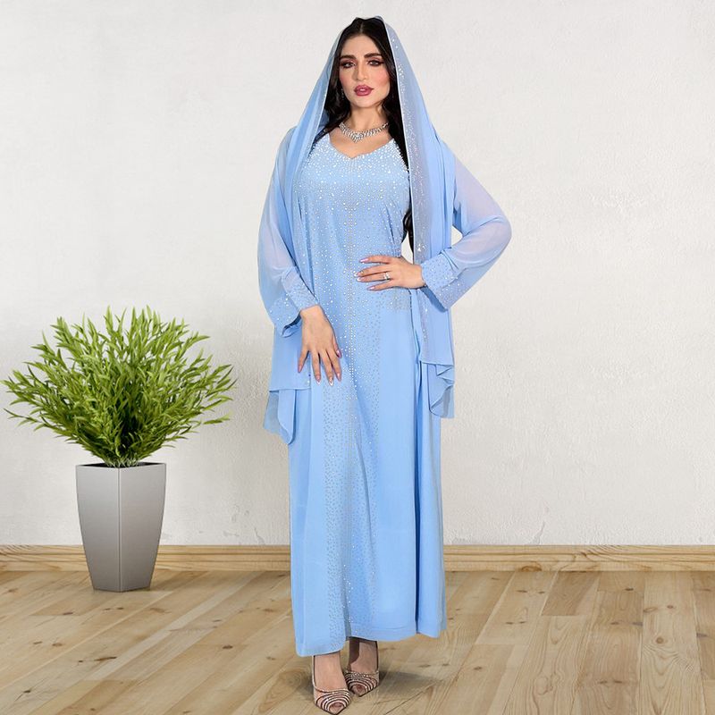 ملابس نسائية ساخنة مرصعة بحبيبات شيفون فستان حفلة لامع