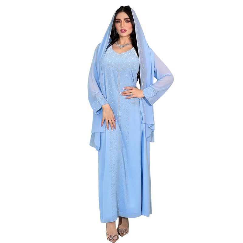 ملابس نسائية ساخنة مرصعة بحبيبات شيفون فستان حفلة لامع