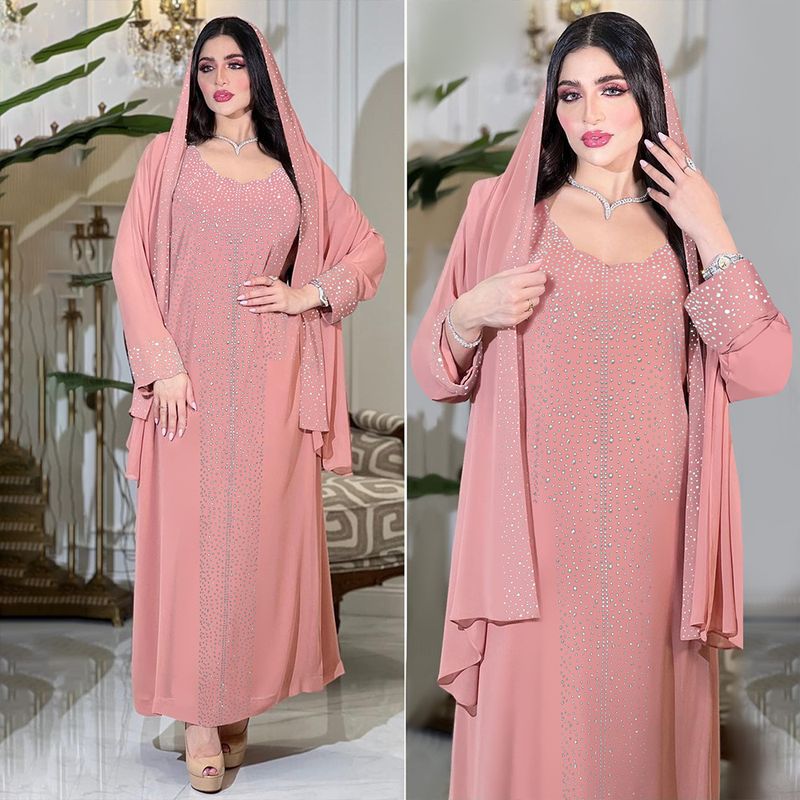 ملابس نسائية ساخنة مرصعة بحبيبات شيفون فستان حفلة لامع