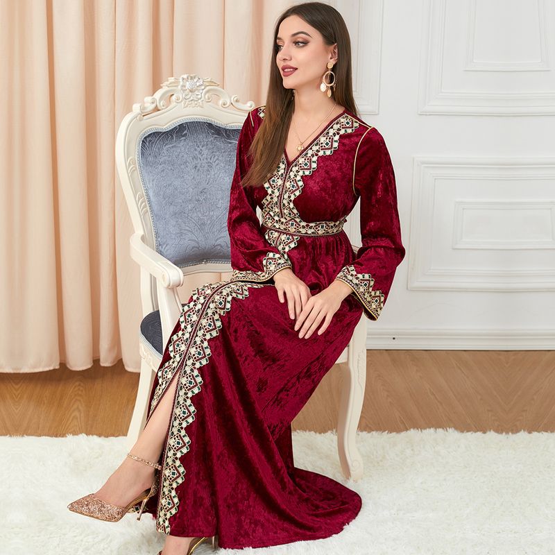 ملابس نسائية خياطة نسائية فستان كشمير طويل الأكمام...