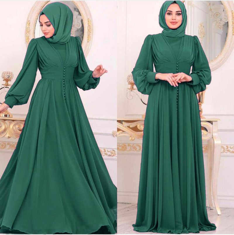 ملابس نسائية عباءة مسلمة بلون صلب من الشيفون مزينة بأشواك توب UClass Abaya