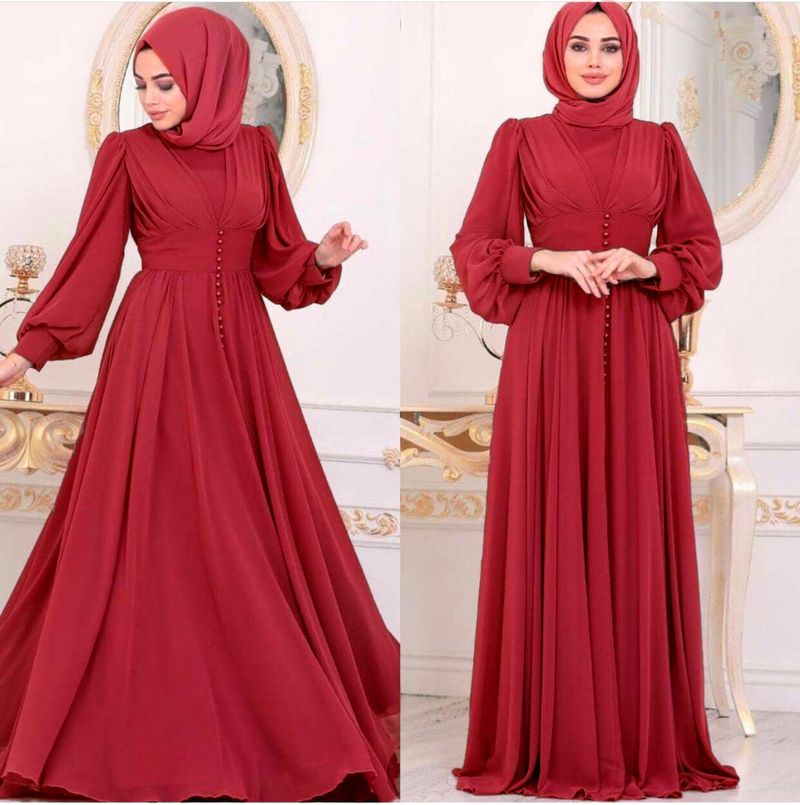 ملابس نسائية عباءة مسلمة بلون صلب من الشيفون مزينة بأشواك توب UClass Abaya