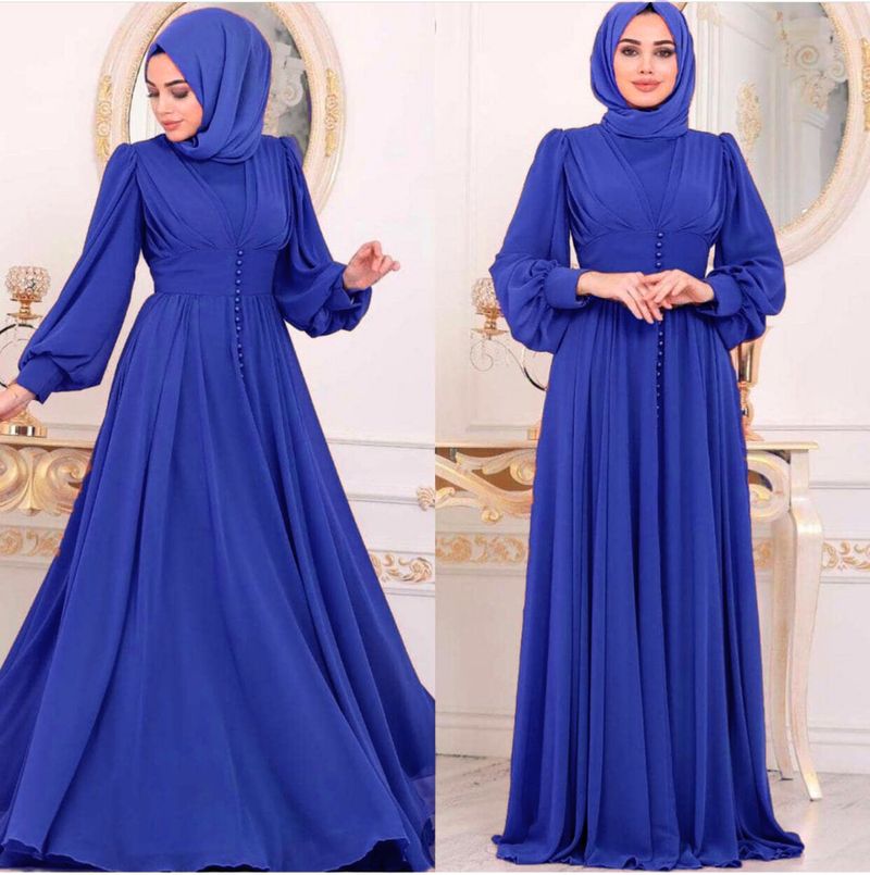 ملابس نسائية عباءة مسلمة بلون صلب من الشيفون مزينة بأشواك توب UClass Abaya