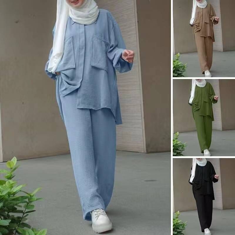 قطعتان من العباءة الحجم 5XL للنساء مجموعة مسلمة من...