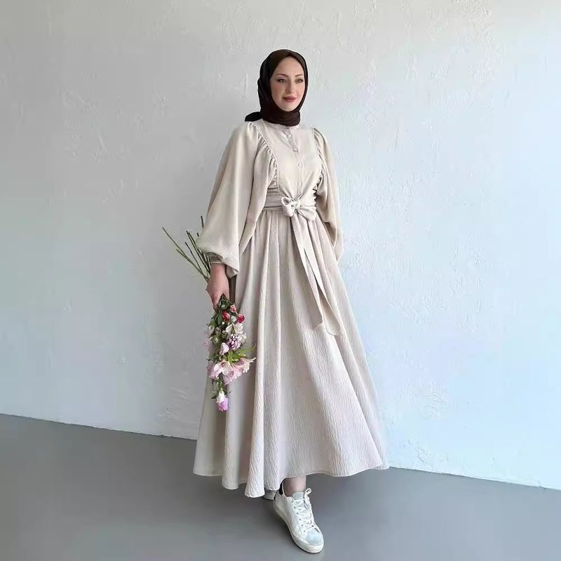 ملابس نسائية موضة إسلامية جلباب مع أكمام على شكل م...