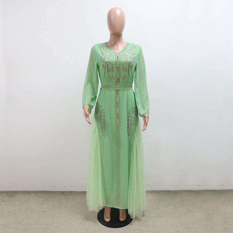 ملابس نسائية تنورة شبكية فستان مرصع بالألماس