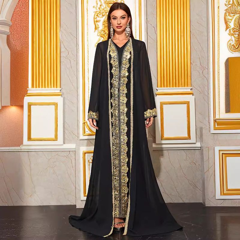 برقع نسائي ذو أكمام طويلة وموديل متطور مع تنورة طو...