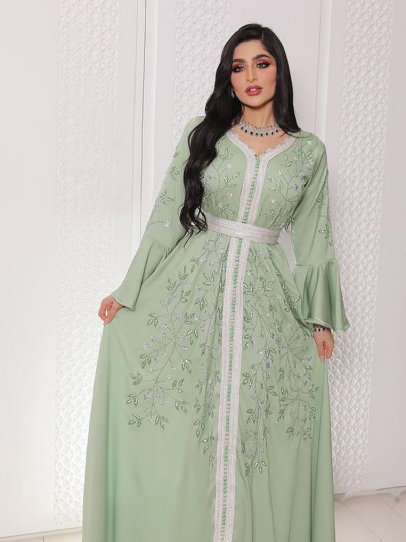 ملابس نسائية ساخنة مع دiamond كاftان فستان معطف