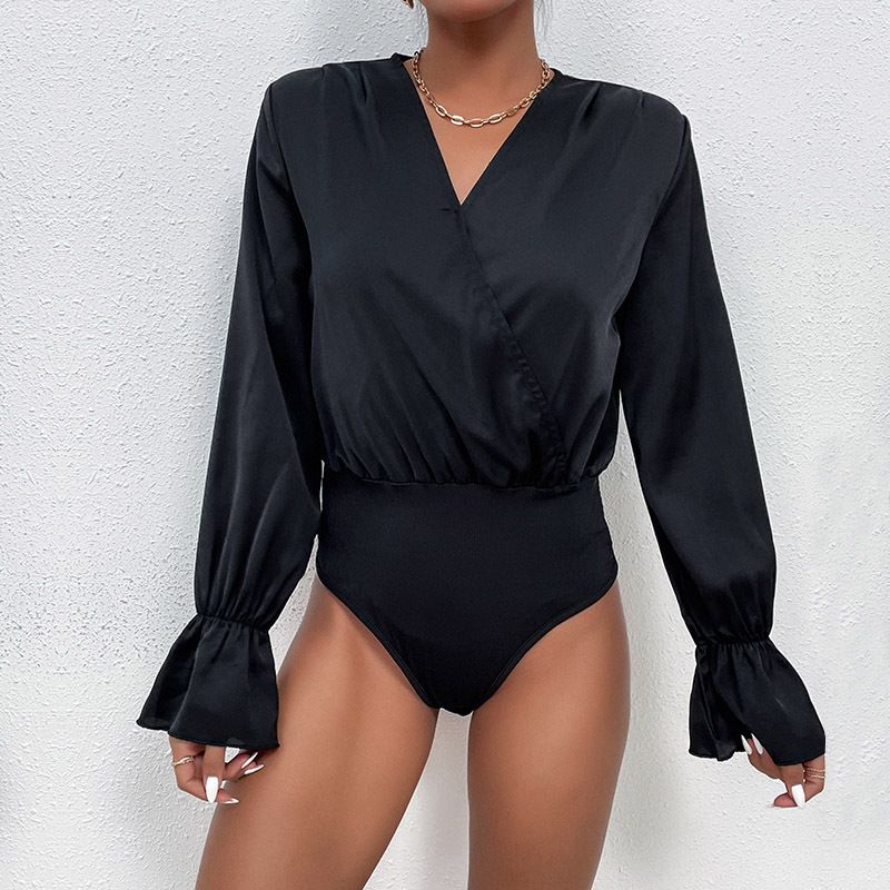 Women's clothing independent station women's clothing spring new black long-sleeved tight jumpsuit