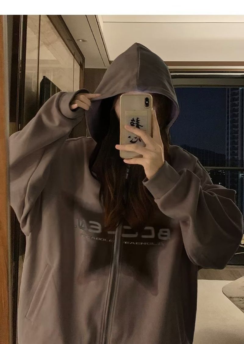 الربيع والخريف فضفاض سويدي هودي علامة تجارية أمريك...