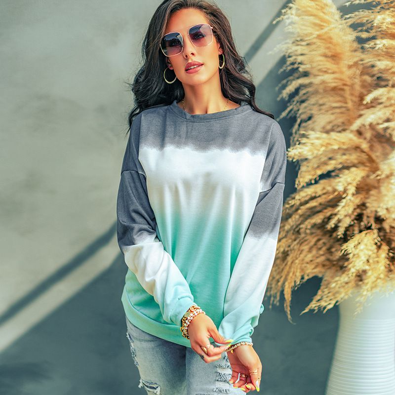 ملابس جديدة سويتر نسائي بلون طباعة عنق مستدير بكم...