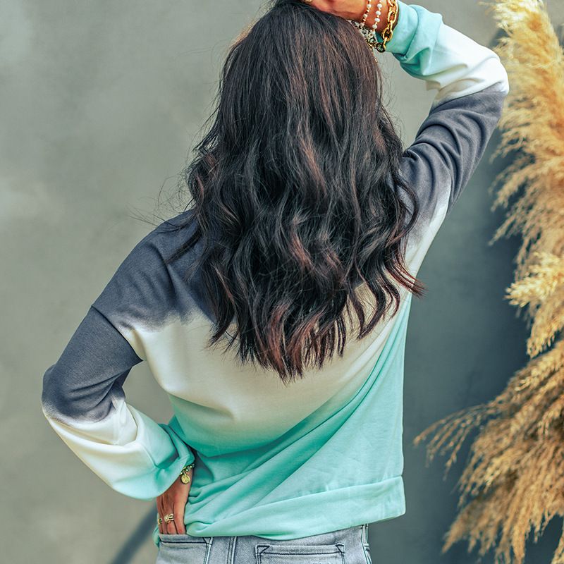 ملابس جديدة سويتر نسائي بلون طباعة عنق مستدير بكم...