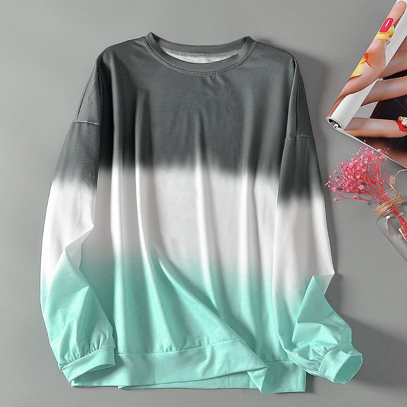 ملابس جديدة سويتر نسائي بلون طباعة عنق مستدير بكم...